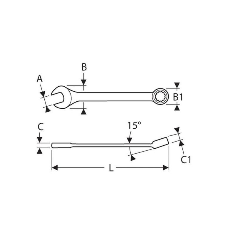 E110106 - Short combination wrench, 8 mm