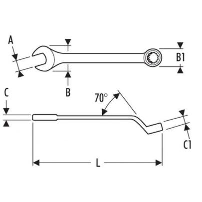 E117729 - Offset combination wrench, 15 mm