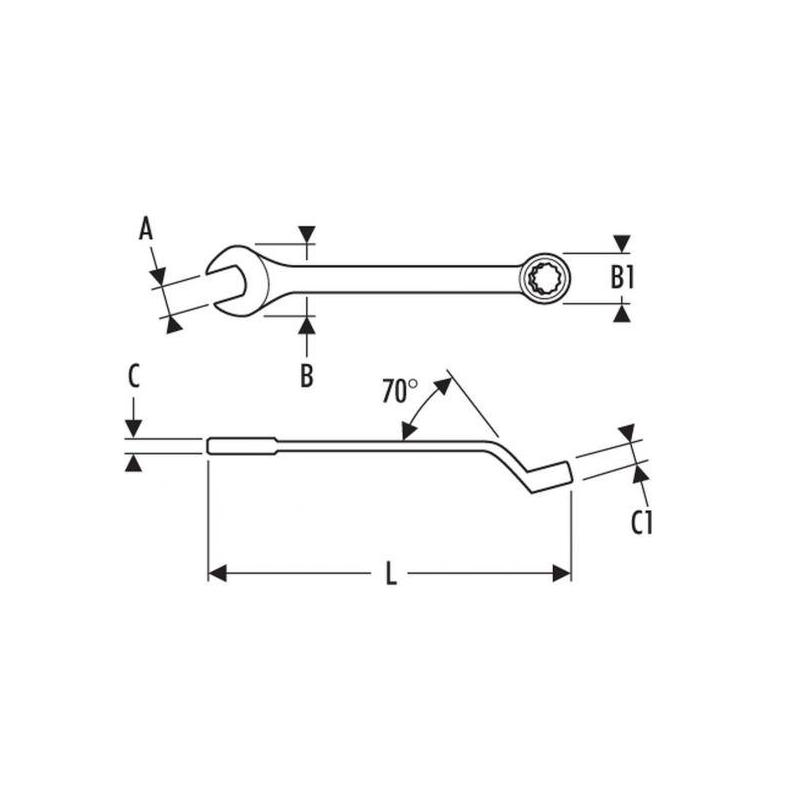 E117730 - Offset combination wrench, 16 mm
