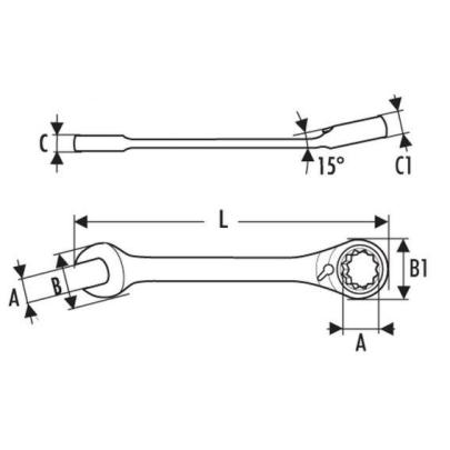 E117378 - Ratchet combination wrench, 7 mm