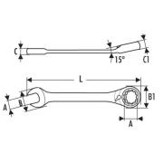 E117371 - Ratchet combination wrench, 22 mm