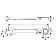 E110906 - Hinged ratchet combination wrench, 13 mm