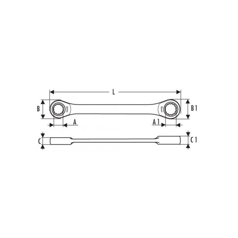 E110938 - Ratchet ring wrench, 12x13 mm