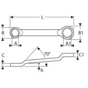 E111502 - Offset ring wrench, 19x22 mm