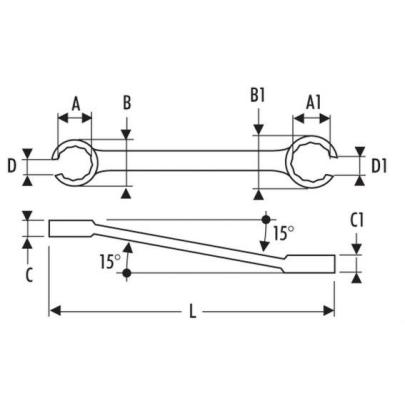 E117391 - Klucz do rur 6-kątny, 11x13 mm