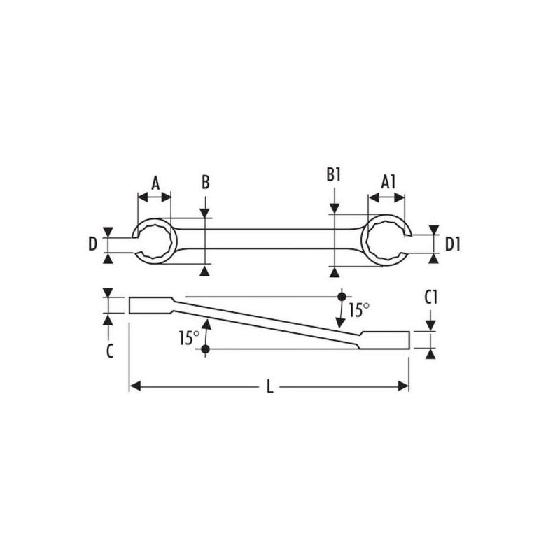 E117392 - 6 x 6 point flare nut wrench, 12x14 mm