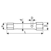 E112814 - 6x6 sided straight box wrench, 24x26 mm