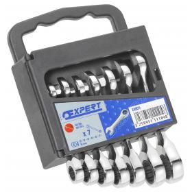 E111104 - Set of short 7 ratchet combination wrenches, 10-19 mm