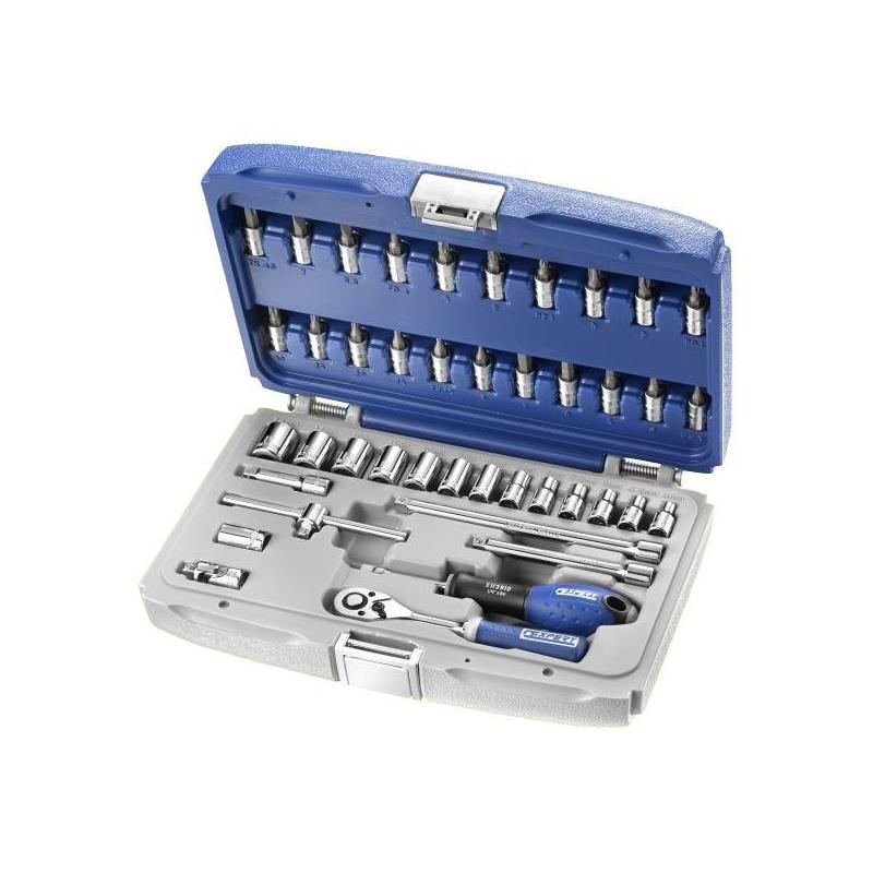 E030702 - Zestaw nasadek i akcesoriów 1/4", 4- 14 mm, T6-T40 E030702 - Zestaw nasadek i akcesoriów 1/4", 4- 14 mm, T6-T40