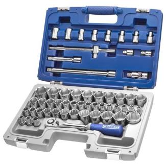 E032909 - Zestaw nasadek i akcesoriów 1/2" w kasecie, 8 - 34 mm, 3/8" - 1"1/4, E10 - E24