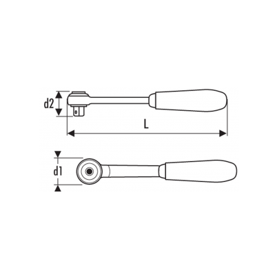 E032803 - Grzechotka 1/2" z rękojeścią przegubową