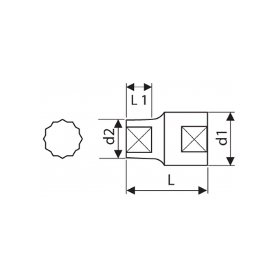 E032001 - 1/2" 12-Point sockets, metric  36 mm