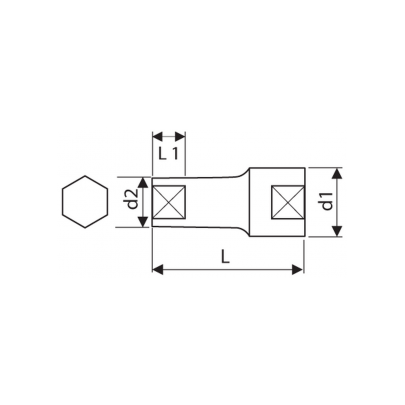 E117274 - 1/2" Long hex socket - metric, 22 mm