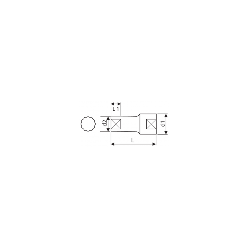 E117292 - 1/2" 12-Point sockets, long reach, metric  32 mm