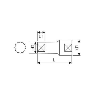 E117289 - 1/2" 12-Point sockets, long reach, metric  24 mm