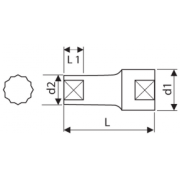 E113723 - 1/2" 12-Point sockets, long reach, inch 1"1/8