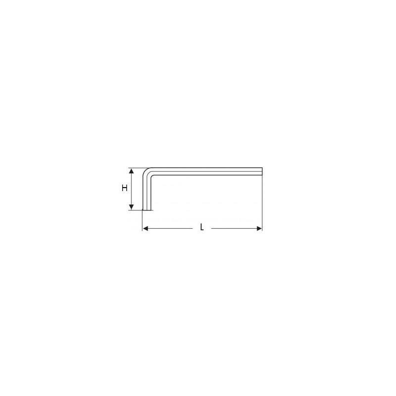 E120601 - Long hex key, spherical head, 1/16"