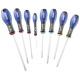 E160907 - Set of screwdrivers for slotted head screws, Pozidriv®, Phillips®, 3 - 6,5 mm, PZ1 - PZ2, PH1 - PH2