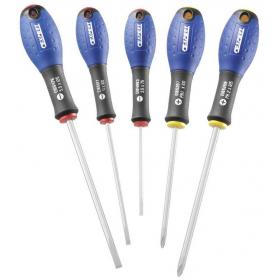 E160901 - Set of screwdrivers for slotted head screws, Phillips®, 3,5 - 5,5 mm, PH1 - PH2