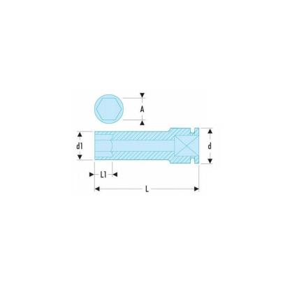 E113607 - 1/2" Hex long impact socket, metric, 17 mm