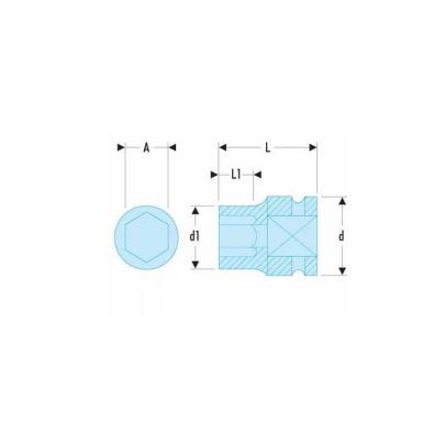 E041101 - 3/4" Hex, impact socket, metric,17 mm