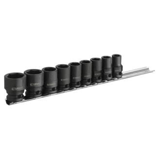 E041601 - Set of 3/8 "hex impact sockets on a rail,  8  - 19 mm