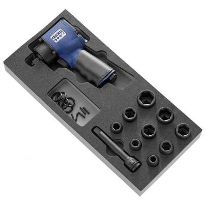 E231101 - Moduł piankowy z kluczem udarowym i 9 nasadkami udarowymi 6-kątnymi, krótkimi 1/2”, 11 - 27 mm