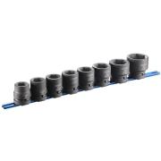 E041647 - Zestaw nasadek udarowych 1" 6-kątnych, krókich na szynie, 27 mm - 50 mm