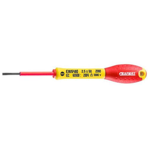 E165410 - Insulated screwdriver 1000V for slotted head screws, 2,5 x 50 mm