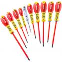 E160912 - Set of insulated screwdrivers 1000 V for slotted head screws, Pozidriv®, Phillips®, 2,5 - 5,5 mm, PH0 - PH2, PZ1 - PZ2