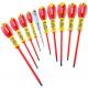 E160912 - Set of insulated screwdrivers 1000 V for slotted head screws, Pozidriv®, Phillips®, 2,5 - 5,5 mm, PH0 - PH2, PZ1 - PZ2