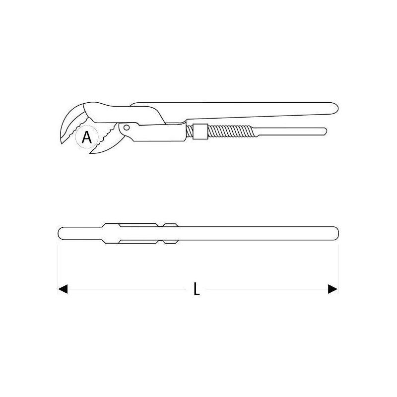 E090108 - 45° Swedish type pipe wrenches, 65 mm