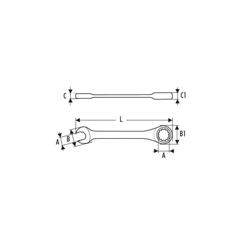 E110993 - Fast ratchet combination wrench, 17 mm