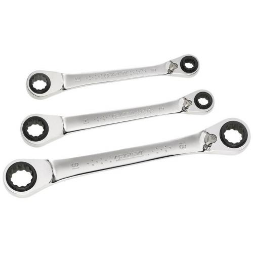 E111115 - Set of 3 ratchet ring wrenches, 8x10-12x13 - 16x17-18x19